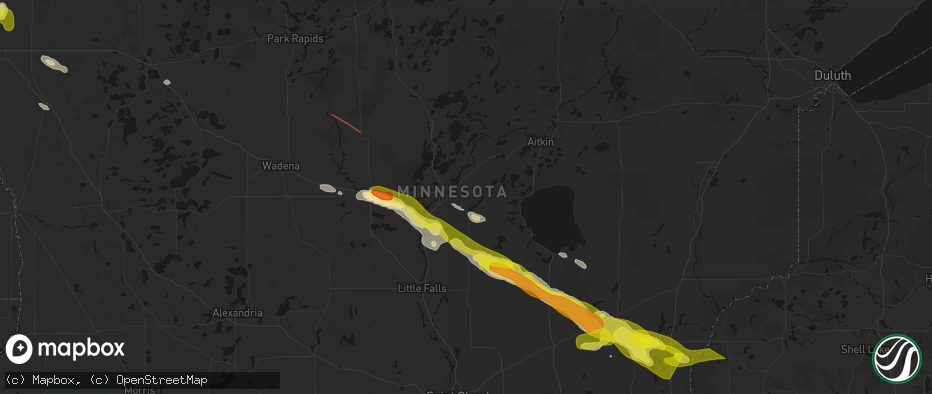 Hail map in Brainerd, MN on June 19, 2026