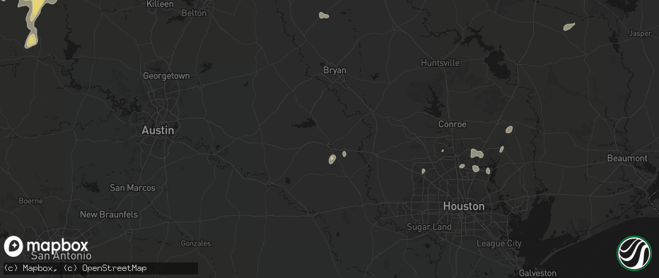 Hail map in Brenham, TX on June 19, 2026