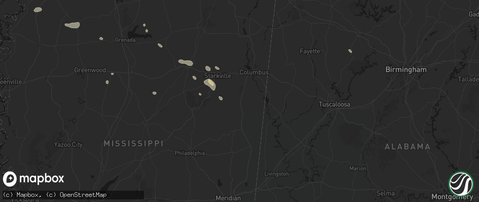 Hail map in Brooksville, MS on June 19, 2026