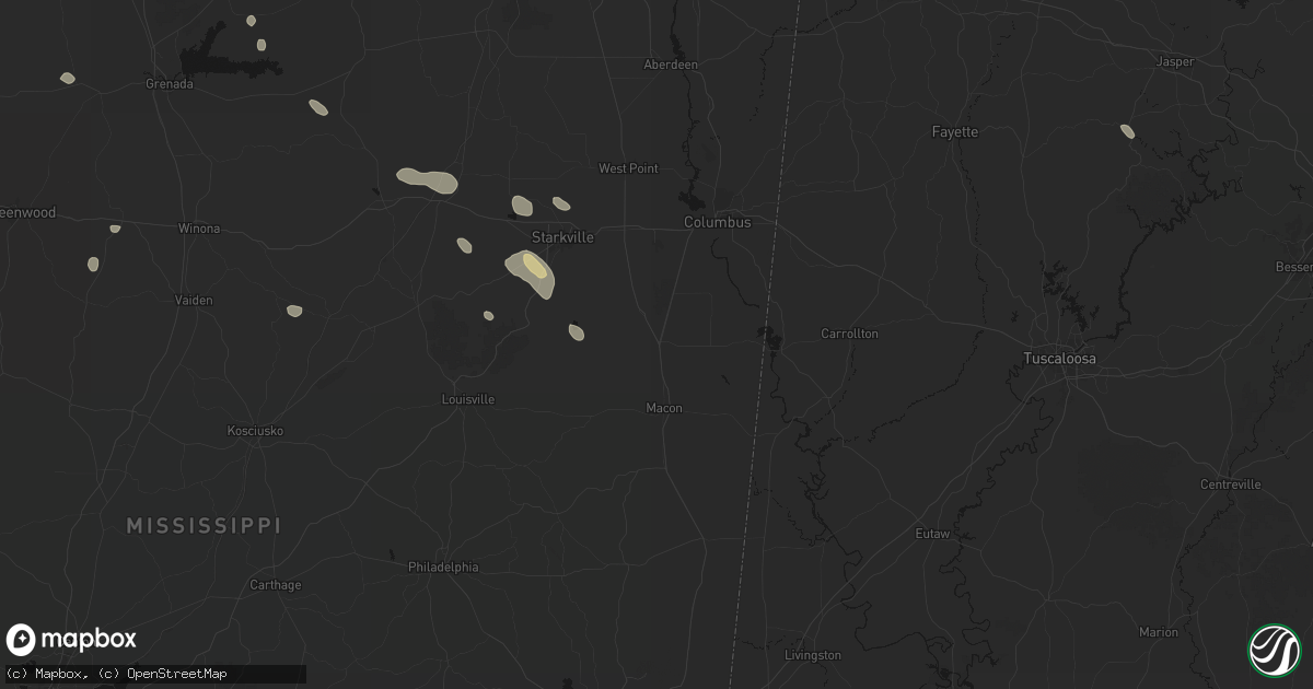 Hail map in Brooksville, MS on June 19, 2026