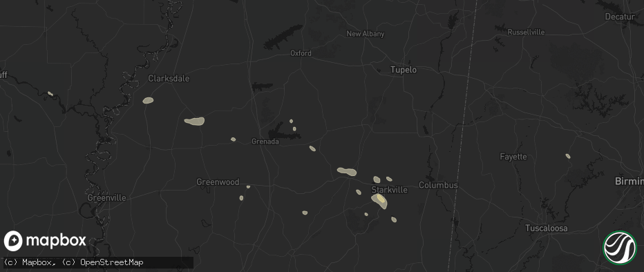 Hail map in Calhoun City, MS on June 19, 2026
