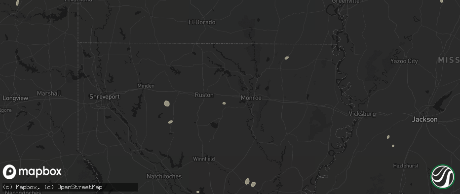 Hail map in Calhoun, LA on June 19, 2026