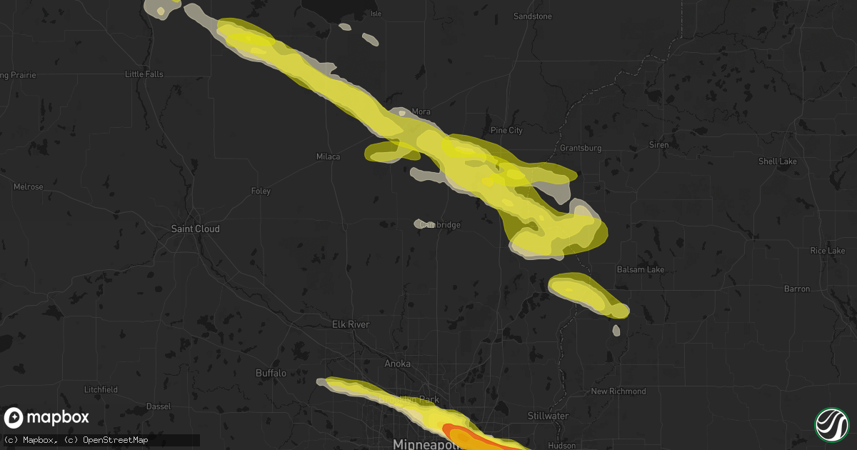 Hail map in Cambridge, MN on June 19, 2026