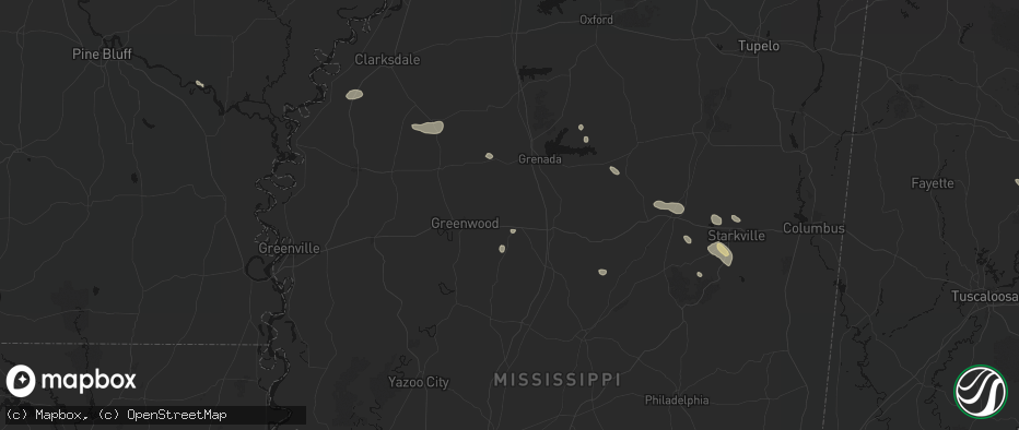 Hail map in Carrollton, MS on June 19, 2026