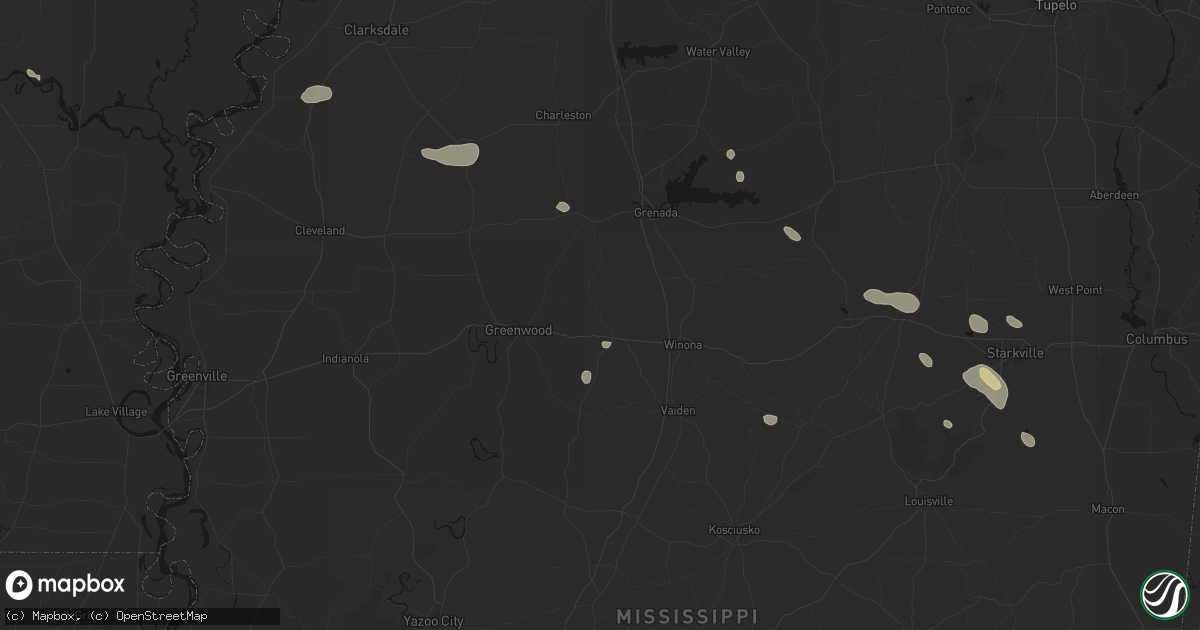 Hail map in Carrollton, MS on June 19, 2026