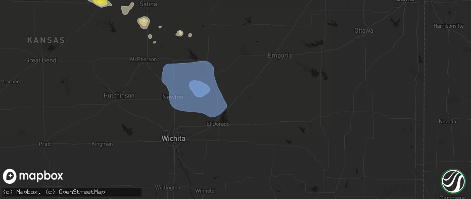Hail map in Cassoday, KS on June 19, 2026