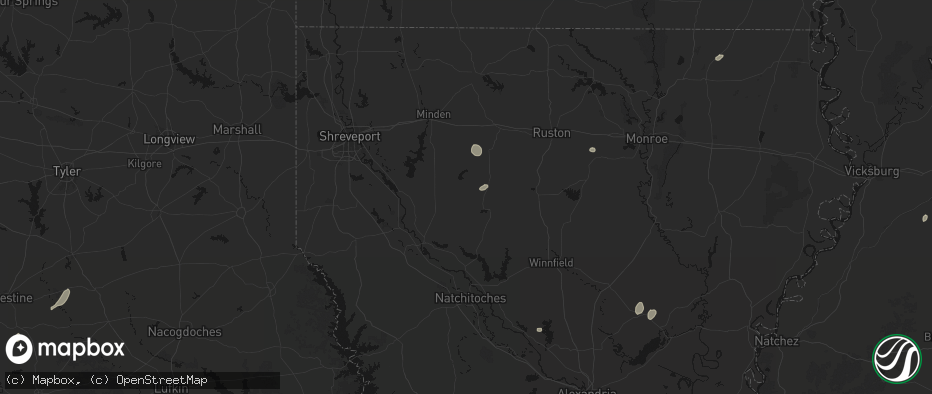 Hail map in Castor, LA on June 19, 2026