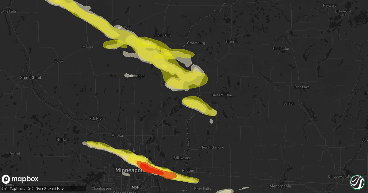 Hail map in Center City, MN on June 19, 2026
