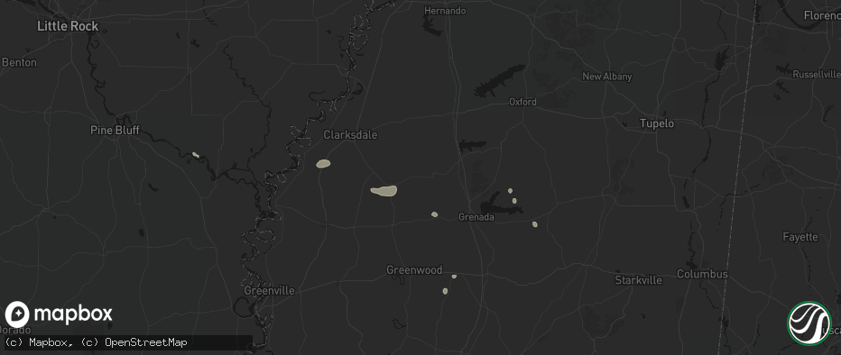 Hail map in Charleston, MS on June 19, 2026