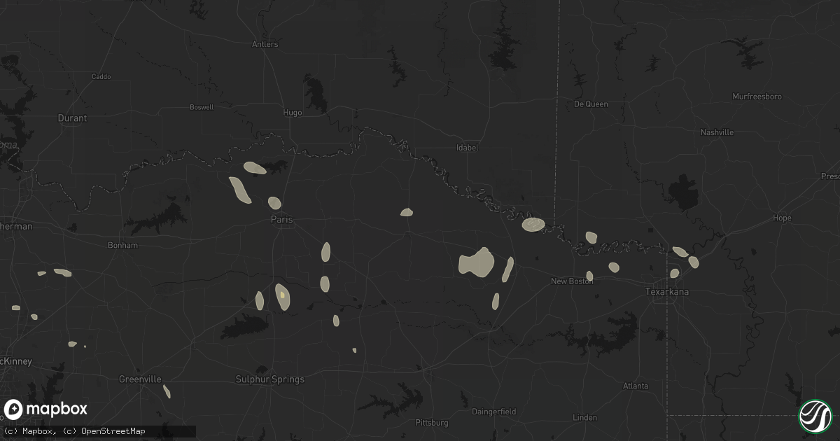 Hail map in Clarksville, TX on June 19, 2026