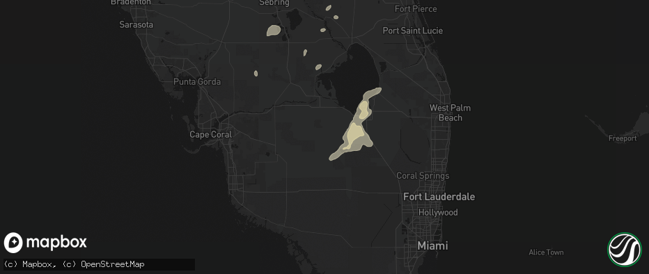 Hail map in Clewiston, FL on June 19, 2026