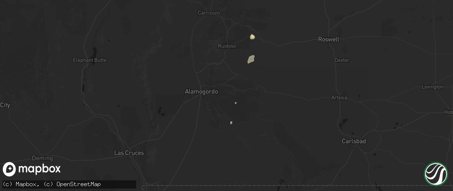 Hail map in Cloudcroft, NM on June 19, 2026