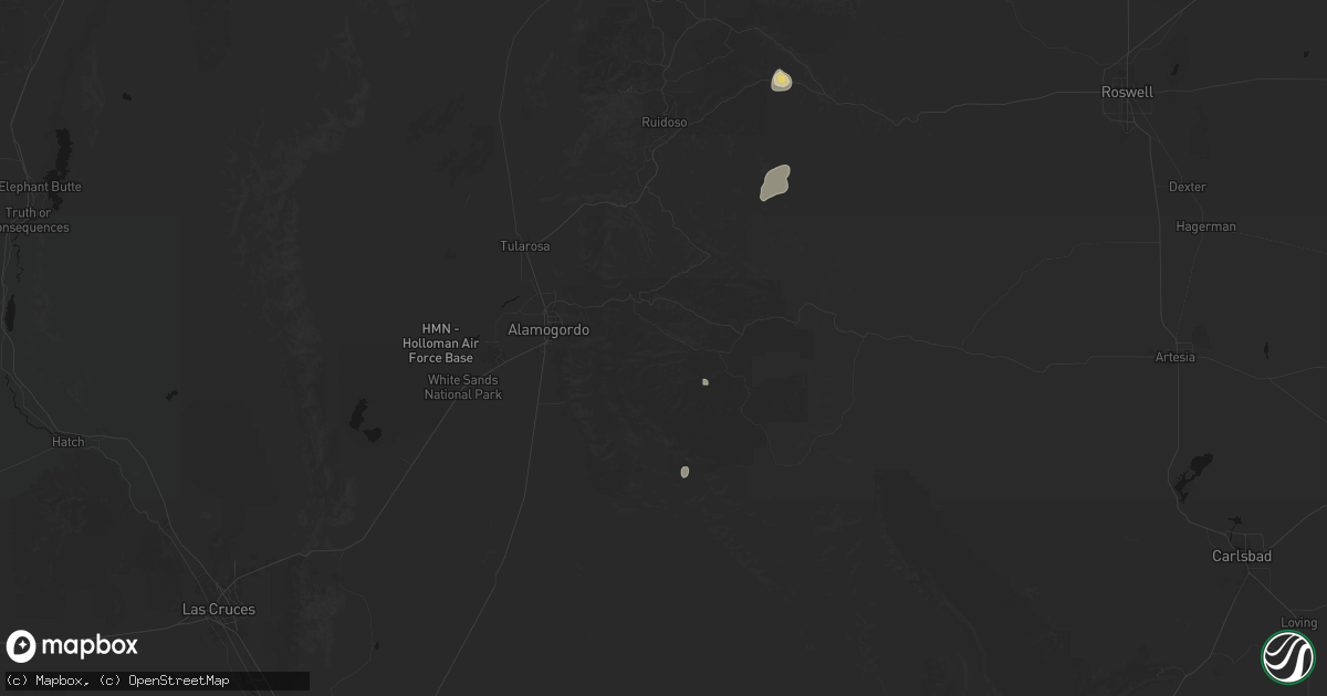 Hail map in Cloudcroft, NM on June 19, 2026
