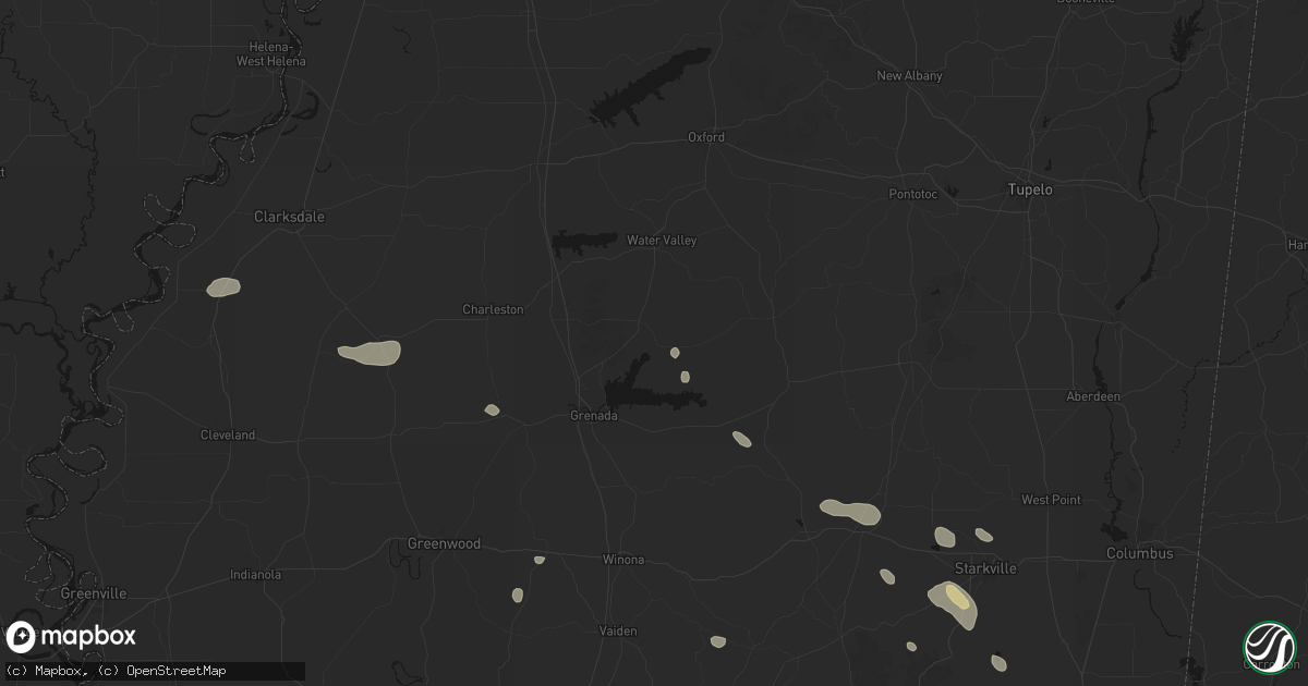 Hail map in Coffeeville, MS on June 19, 2026