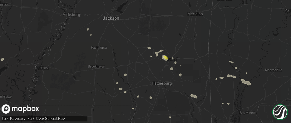 Hail map in Collins, MS on June 19, 2026