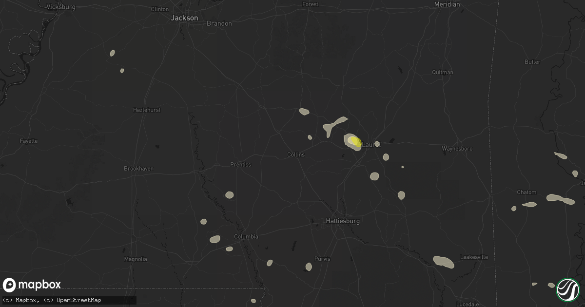 Hail map in Collins, MS on June 19, 2026