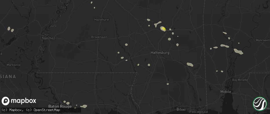 Hail map in Columbia, MS on June 19, 2026