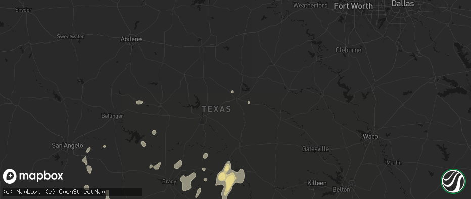 Hail map in Comanche, TX on June 19, 2026