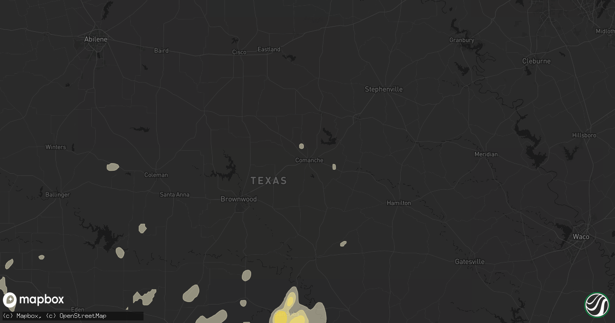 Hail map in Comanche, TX on June 19, 2026