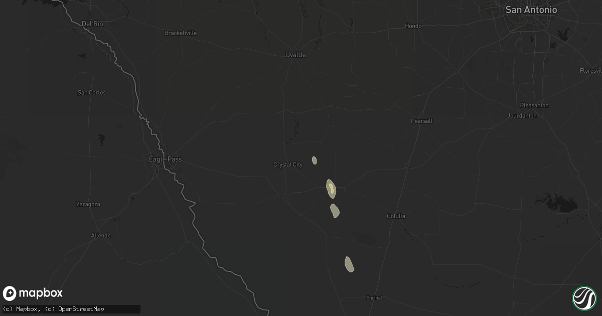 Hail map in Crystal City, TX on June 19, 2026