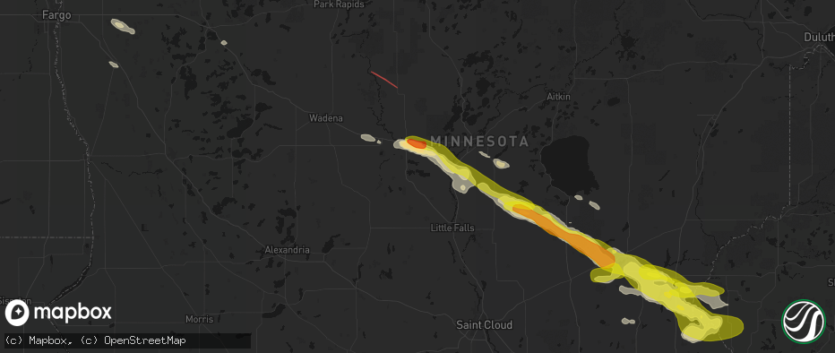 Hail map in Cushing, MN on June 19, 2026