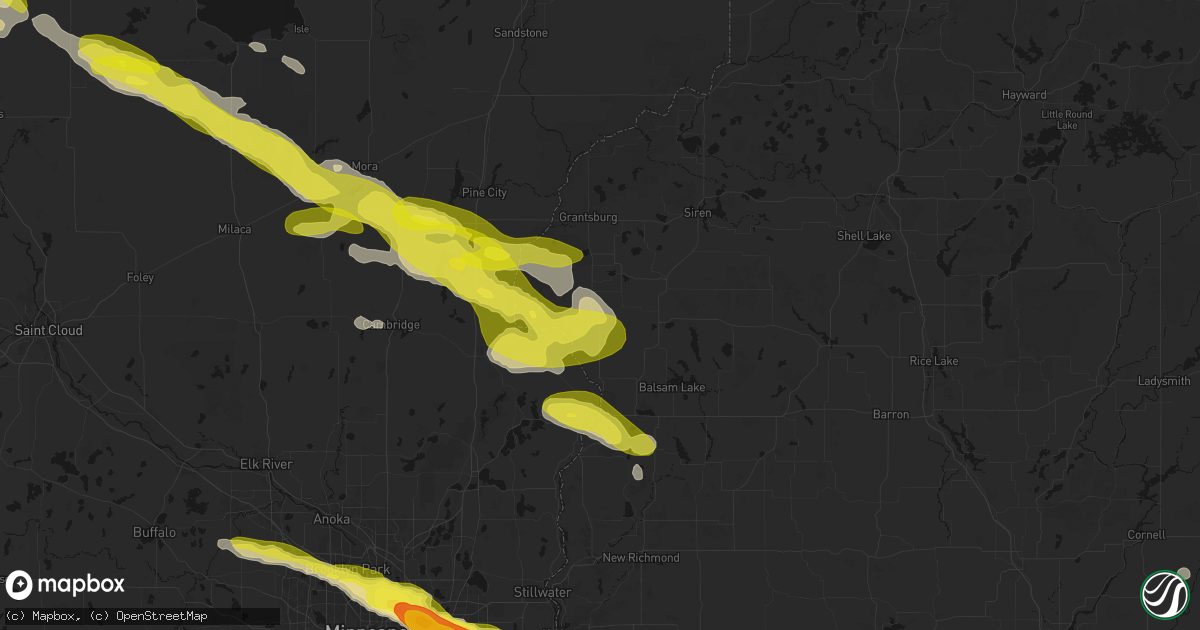 Hail map in Cushing, WI on June 19, 2026