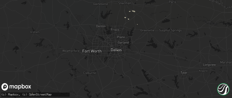 Hail map in Dallas, TX on June 19, 2026