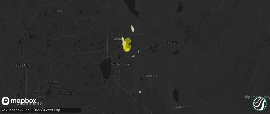 Hail map in Dayton, NV on June 19, 2026