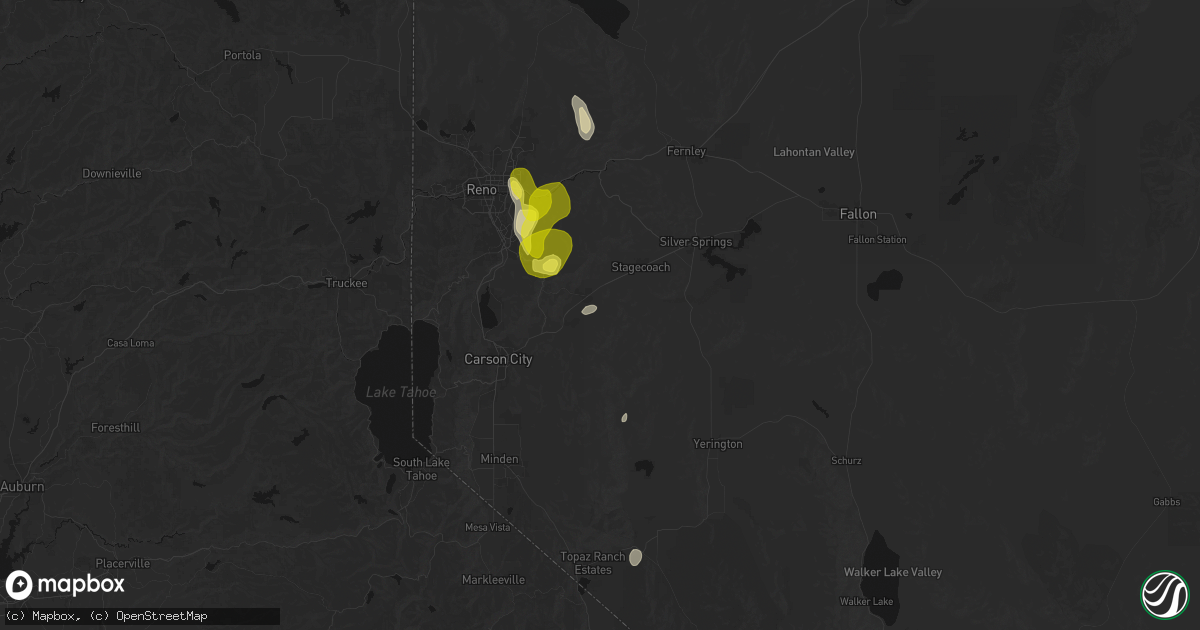 Hail map in Dayton, NV on June 19, 2026