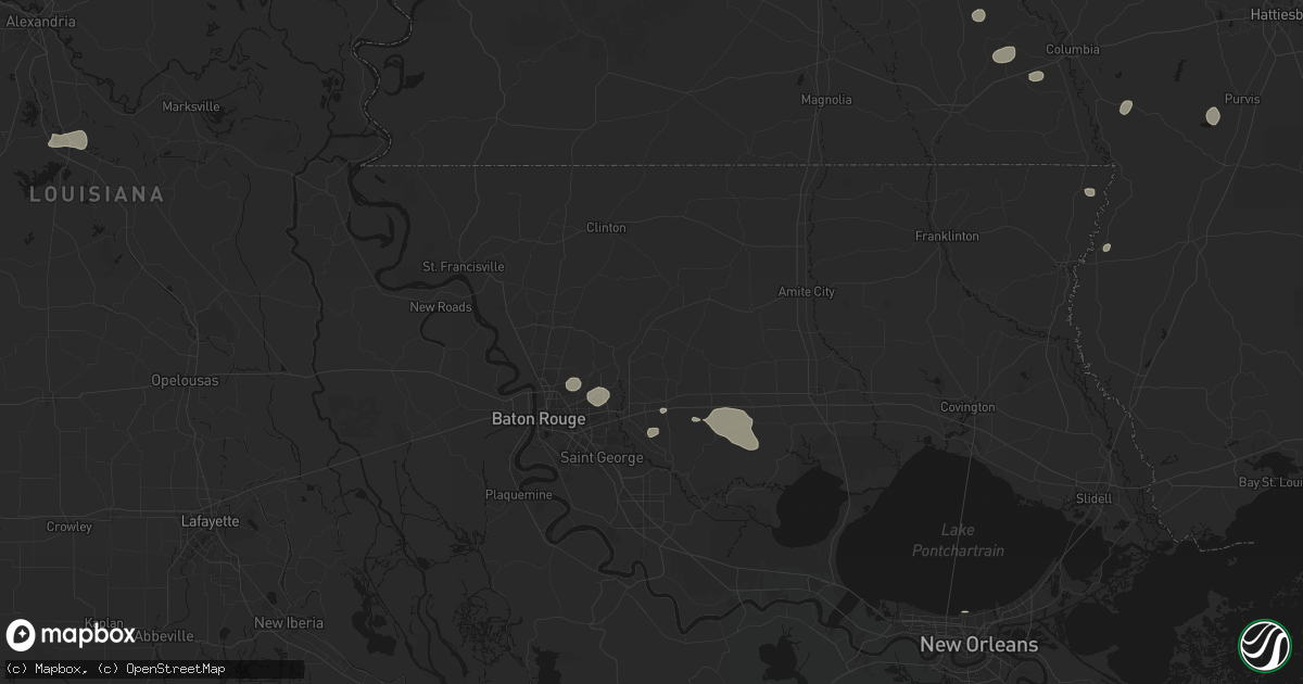 Hail map in Denham Springs, LA on June 19, 2026
