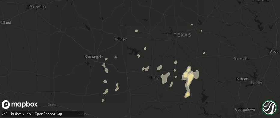 Hail map in Doole, TX on June 19, 2026