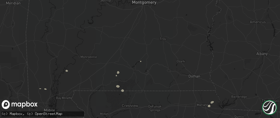 Hail map in Dozier, AL on June 19, 2026