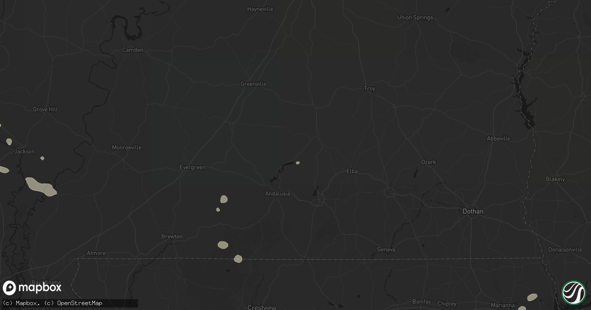 Hail map in Dozier, AL on June 19, 2026