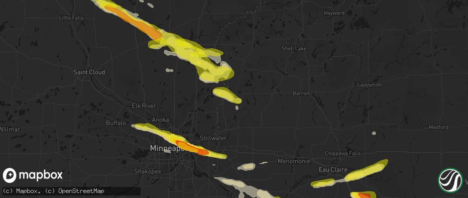 Hail map in Dresser, WI on June 19, 2026
