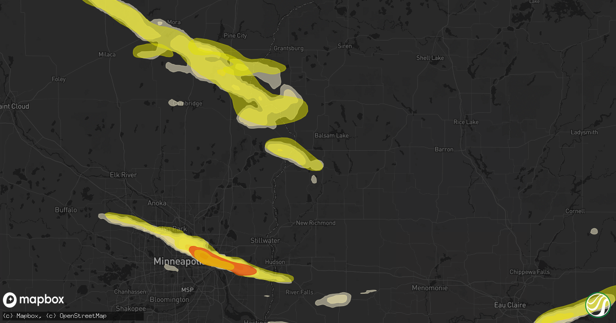 Hail map in Dresser, WI on June 19, 2026