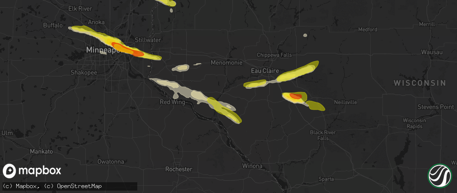 Hail map in Durand, WI on June 19, 2026
