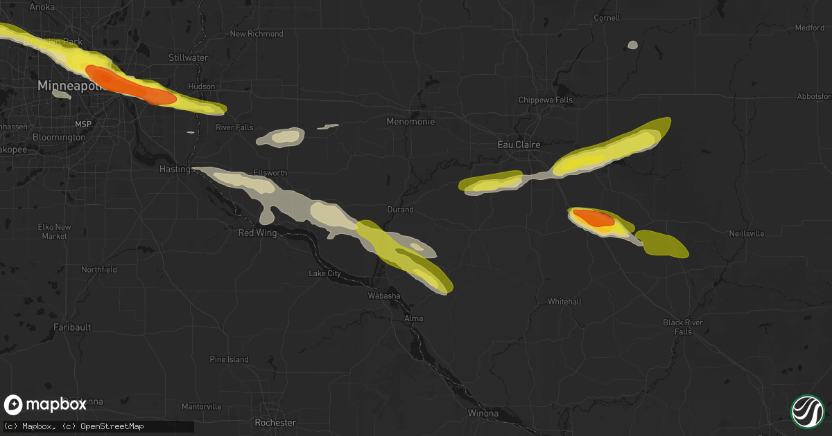 Hail map in Durand, WI on June 19, 2026