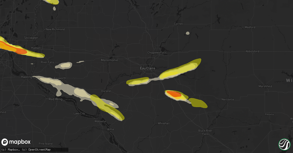 Hail map in Eau Claire, WI on June 19, 2026