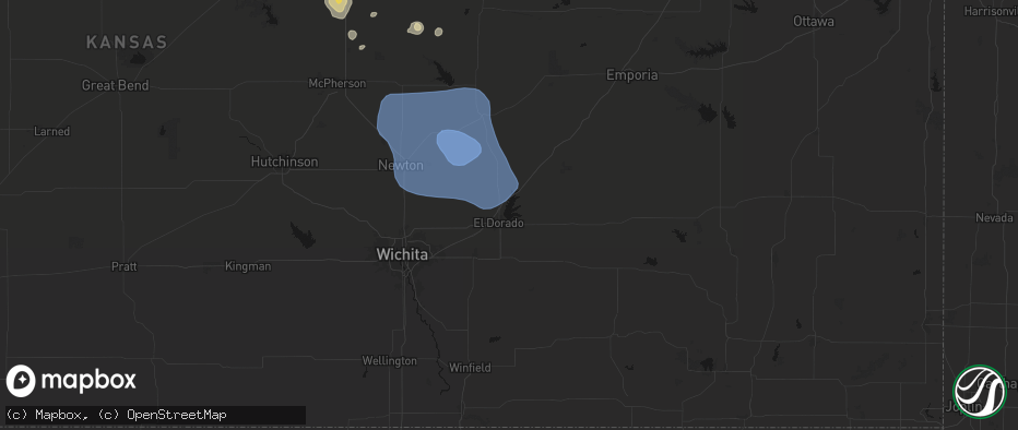 Hail map in El Dorado, KS on June 19, 2026