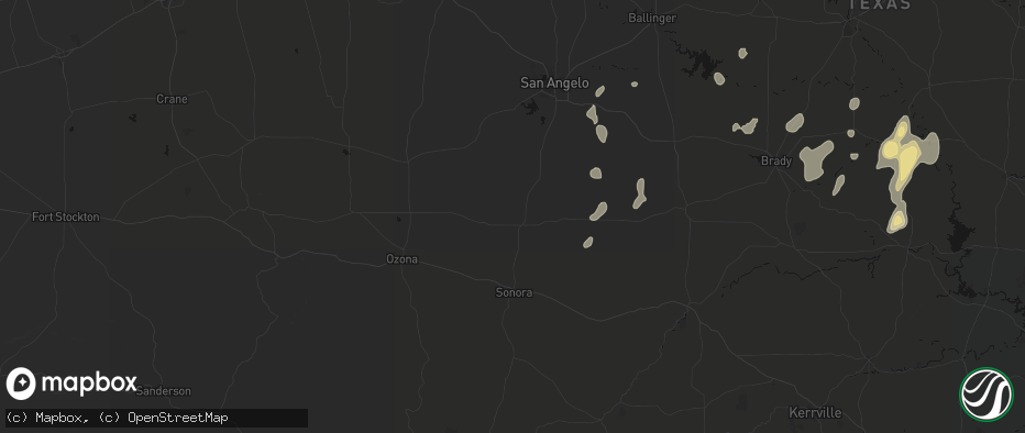 Hail map in Eldorado, TX on June 19, 2026