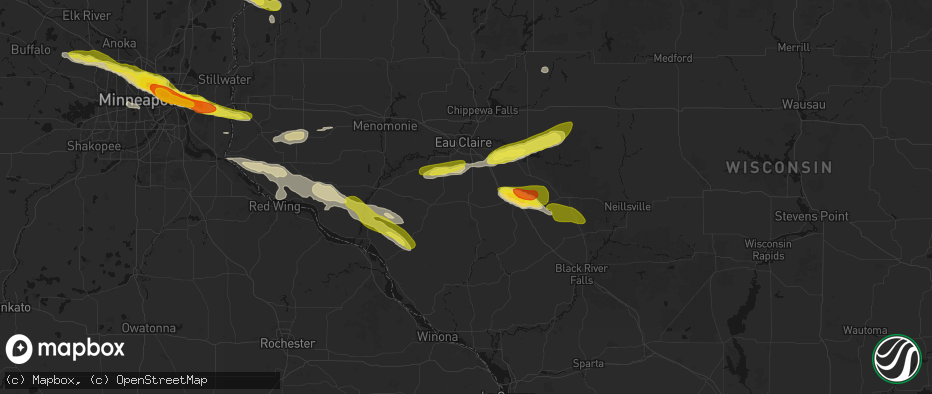 Hail map in Eleva, WI on June 19, 2026