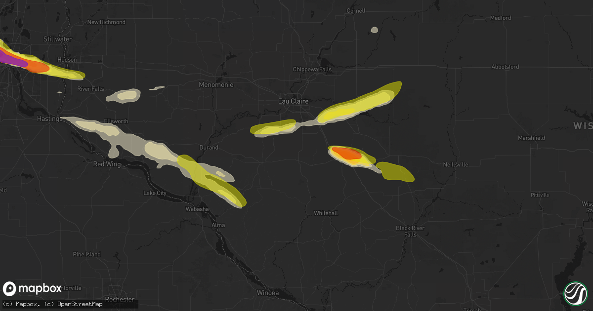 Hail map in Eleva, WI on June 19, 2026