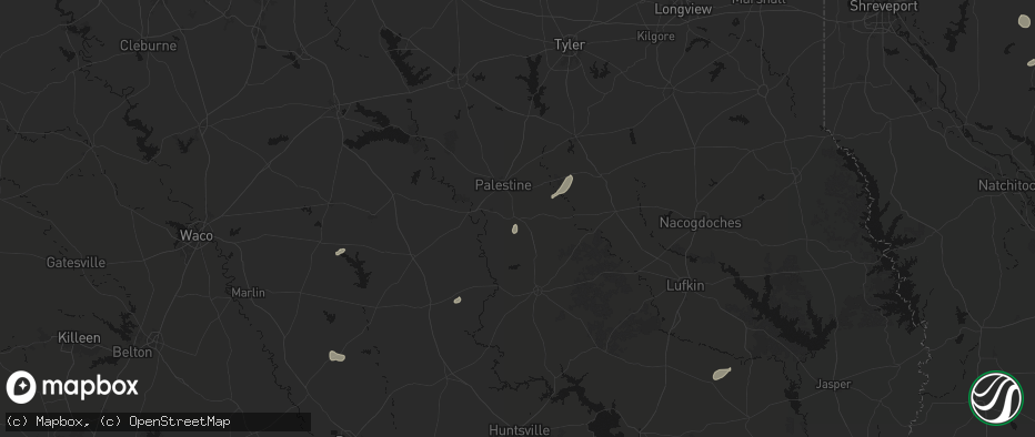 Hail map in Elkhart, TX on June 19, 2026