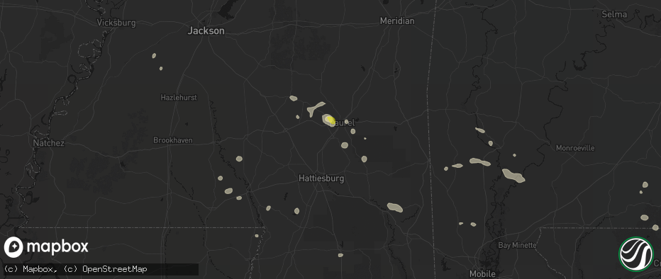 Hail map in Ellisville, MS on June 19, 2026