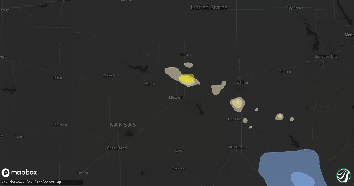 Hail map in Ellsworth, KS on June 19, 2026