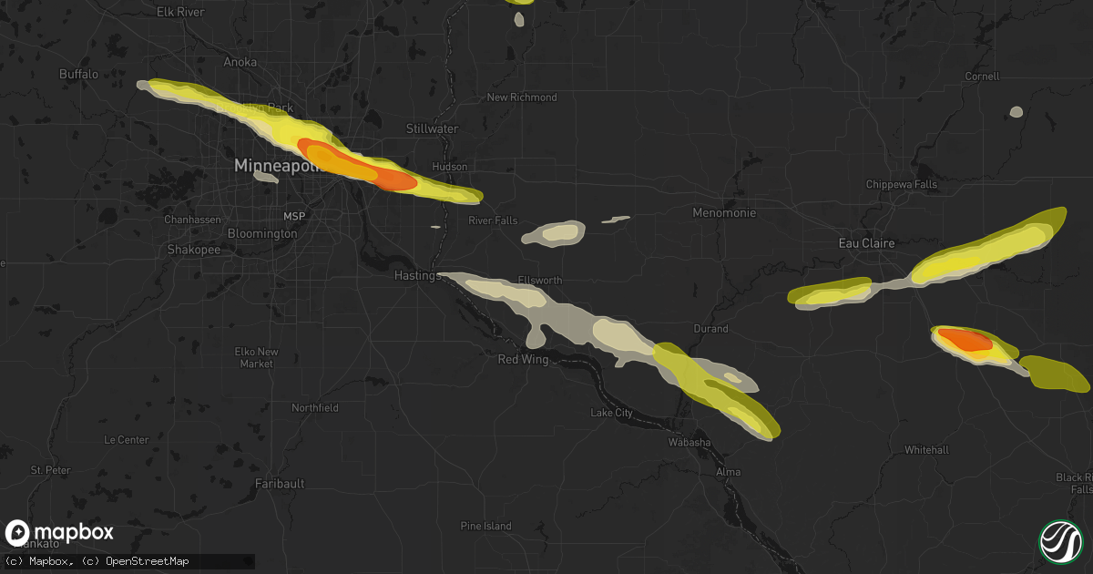 Hail map in Ellsworth, WI on June 19, 2026