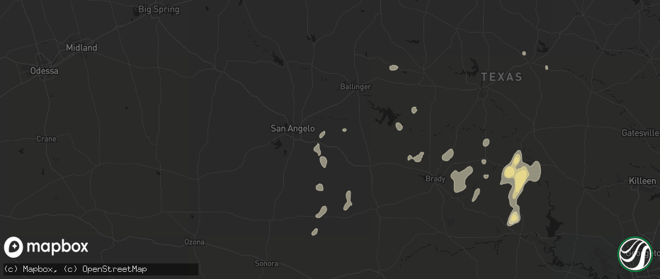 Hail map in Eola, TX on June 19, 2026