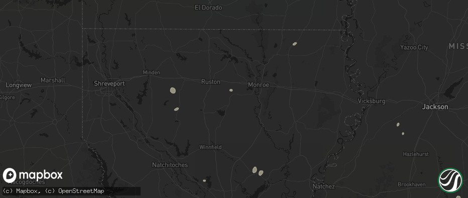 Hail map in Eros, LA on June 19, 2026
