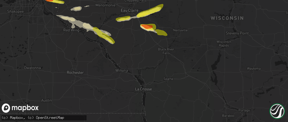 Hail map in Ettrick, WI on June 19, 2026