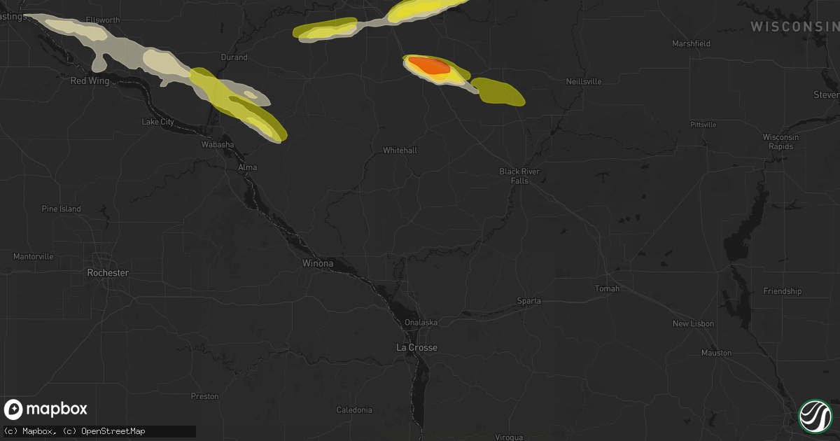 Hail map in Ettrick, WI on June 19, 2026